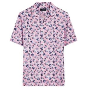 Bugatchi Mens XXL Cole Leaf Print OoohCotton Camp Shirt